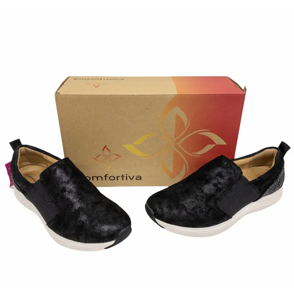Comfortiva Nicole Suede Slip On Sneakers Women's 8.5 Black